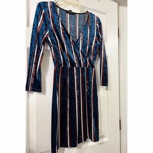 Forever 21 Blue Striped Velvet Dress